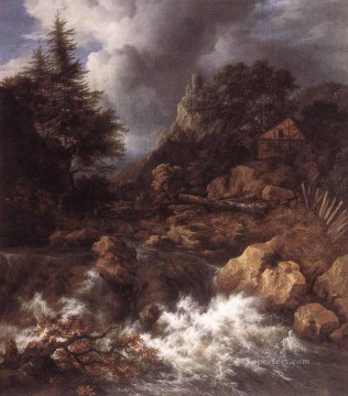 ヤコブ・ファン・ロイスダール Painting - 山岳地帯の北部の風景の中の滝 ジェイコブ・アイザクスゾーン・ファン・ロイスダール